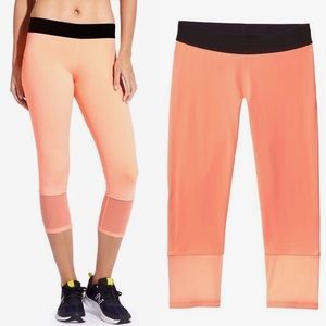 Athleta Derek Lam 10C Peach Mesh Capri Leggings